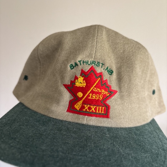 vintage 2 tone ice hockey hat trucker hat strapback brown green canada embroided - Picture 2 of 6